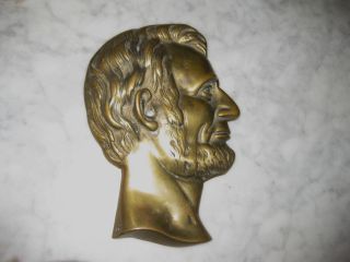 Antique Bronze Plaque Of Lincoln photo