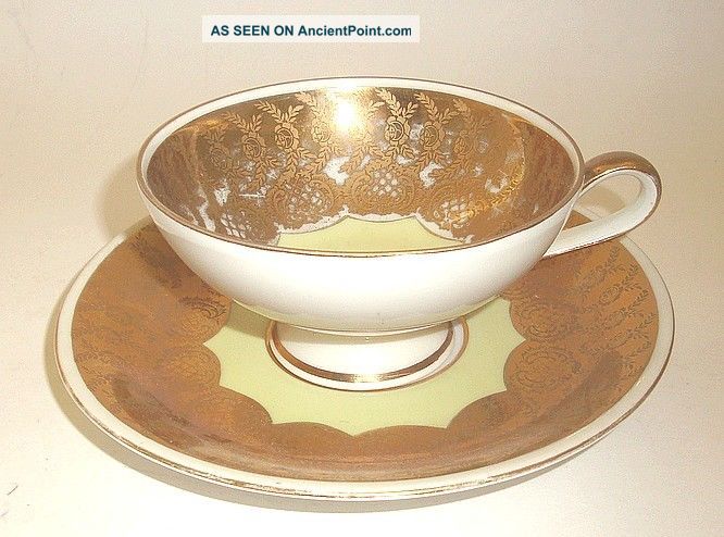 Rw Bavaria Hertel Jacob Footed Cup And Saucer With Heavy Gold Decoration. Cups & Saucers photo