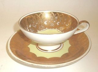 Rw Bavaria Hertel Jacob Footed Cup And Saucer With Heavy Gold Decoration. photo