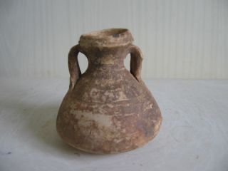 Rare Small Roman Hellenistic Pottery Amphoriskoid Pyxis.  1st Cent Bc - 1st Cent Ad photo