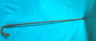 1700 ' S Antique Snake Head Shape Carved Iron Period Indian Waking Stick photo