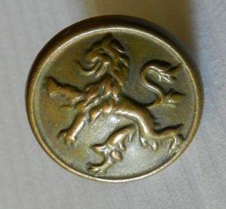 Lion Rampant Old Brass Metal Button Signed J F With Stars Around Shank photo