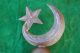 Antique Islamic Turkish Ottoman Alam Standard Tombak Finial Crescent Moon Star Islamic photo 3