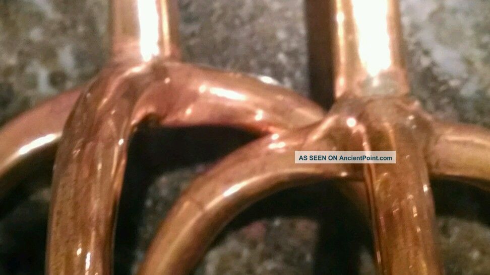 Arts And Crafts Antique Hand Wrought Copper/brass Candlesticks Pair Arts & Crafts Movement photo
