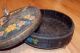 Antique Chinese Hand Painted Wicker Sewing Baskets With Knob & Feet Must See Baskets photo 2