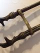 Primitive Coal Stove Tongs Antique Brass,  Gold Metal & Ironwork Primitives photo 4
