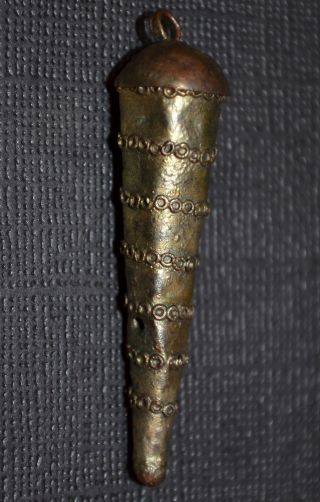 Antique Yoruba Gilded Brass Conical Pendant photo