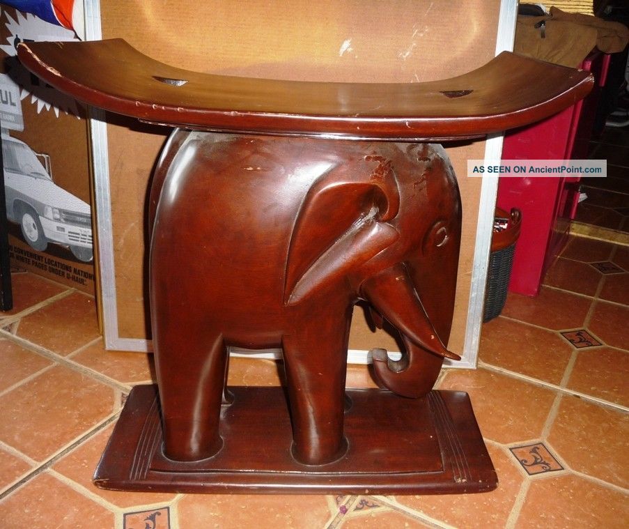 Rare Fanti Tribe Carving Elephant Seat (see Link To Antique Roadshow Example) Other photo