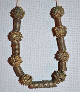 Antique Yoruba Lost Wax Gilded Brass Beads,  Nigeria photo
