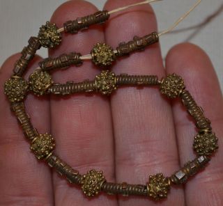 Antique Yoruba Lost Wax Gilded Brass & Copper Beads,  Nigeria photo