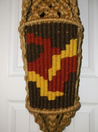 Vintage Mid Century Macrame Woven Textile Macrame Plant Hanger 65 