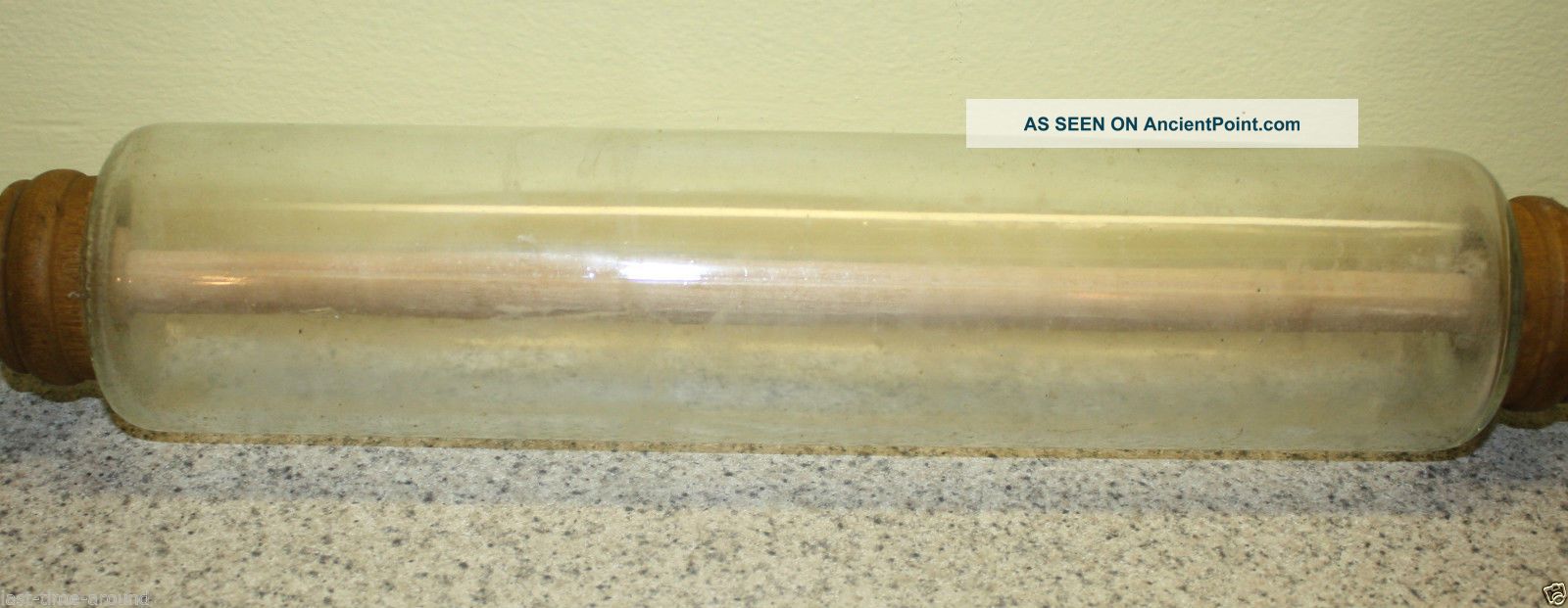 Vintage Glass & Wood Rolling Pin 22 
