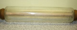 Vintage Glass & Wood Rolling Pin 22 
