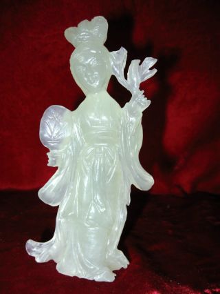 New Jade Hand Carving Chinese Lady Statue L24 photo
