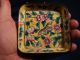 Vtg Small Chinese Famille Rose Butterfly Cloisonne Enamel Brass Tray Dish Other photo 1