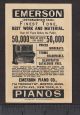 Emerson Piano Recital Upright Parlor Fan 1891 Antique Victorian Advertising Card Keyboard photo 2