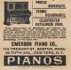 Emerson Piano Recital Upright Parlor Fan 1891 Antique Victorian Advertising Card Keyboard photo 4
