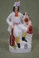 19thc Staffordshire Pottery Figures,  Musicians English Springer Spaniel Dogs String photo 3