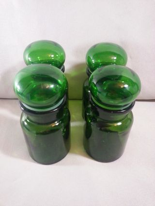 Apothecary Jar Container Vintage Green Glass 5 5/8 