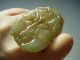 Unusual Vintage Chinese Carved Celadon Jade & 14k Yellow Gold Ring Other photo 8