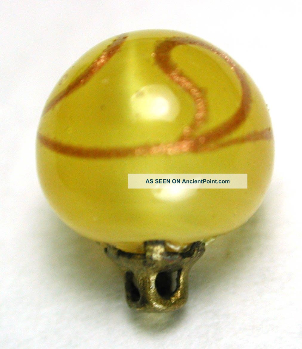 Antique Glass Waistcoat Button Gold Sparkle Ribbon On Satin Yellow Ball Buttons photo