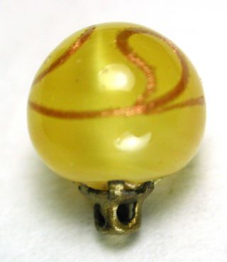 Antique Glass Waistcoat Button Gold Sparkle Ribbon On Satin Yellow Ball photo