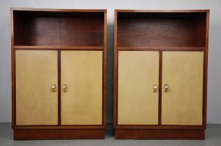 Parchment Art Deco Walnut Cabinets With Solid Brass Pulls photo