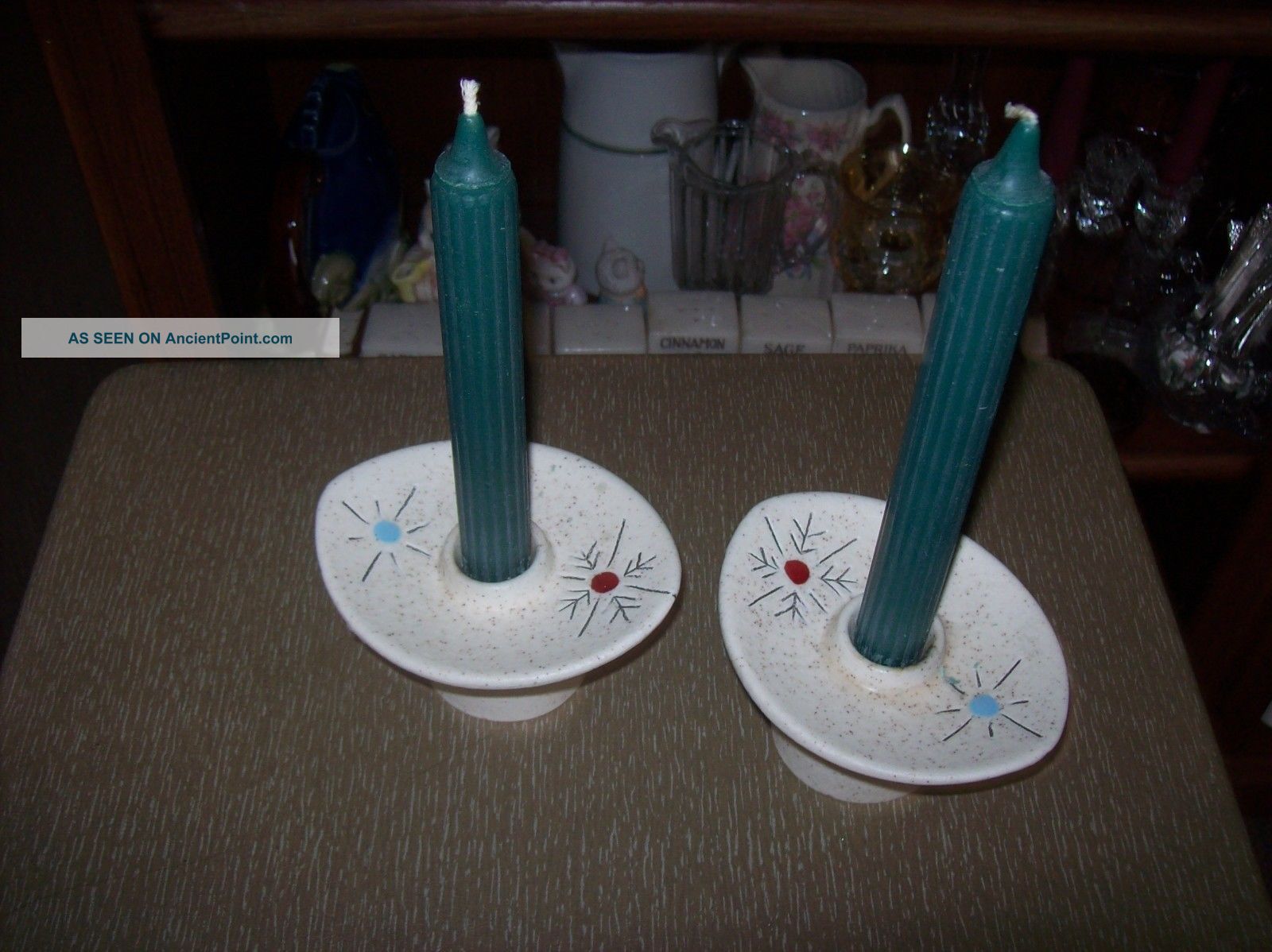 2 - Mid Century Modern Eames Era Ceramic Starburst Candle Holders 1950s Mid-Century Modernism photo