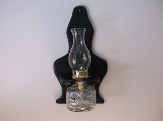Vintage Black Distressed Oil Lamp Holder With Lamp - Last One photo