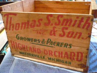 Antique Advertising Smith Orchard Wood Crate Graphics Wooden Box Primitive photo