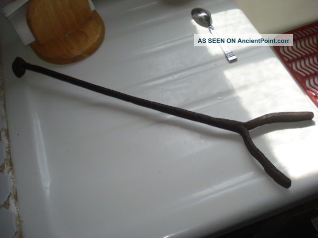 Primitives 18th Century Hand Forged American Pot/kettle Pusher Fireplace Tool Primitives photo