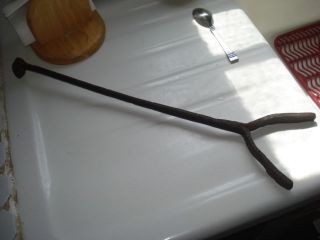 Primitives 18th Century Hand Forged American Pot/kettle Pusher Fireplace Tool photo