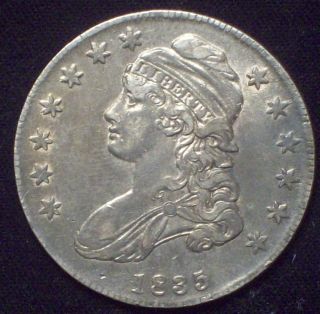 1835 Half Dollar Silver O - 105 Rare Strong Au Detailing Tone Some Luster photo