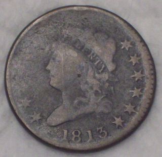 1813 Classic Head Large Cent F Detailing S - 293 Rare Close Date Variety Us Coin photo