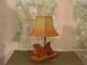 Antique Mid Century Wood Dog Puppy Table Lamp W Shade Priced To Sell Lamps photo 2