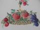 Vintage Hand Painted Fruit Round White Tole Tray Plums Grapes Flowers Basket Toleware photo 1