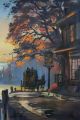 Lg Vintage Lloyd Garrison Twilight Moonlit Colonial Harbor Seascape Oil Painting Other photo 3