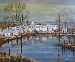Large Jean Pierre Capron Oil Painting Dated 1969 French Mid - Century photo
