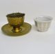 Antique Brass Cup Holder And Saucer And Porcelain Cup Islamic photo 1