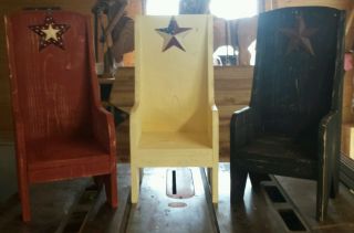 Vintage Primitive Country Handmade Wood Wooden Child’s Chair 23” photo