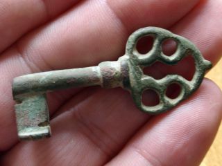 Rare Medieval 15th Century Bronze Casket Key photo