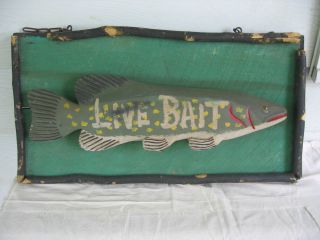 Antique Primitive Maritime Folk Art Carved Wood Fish 