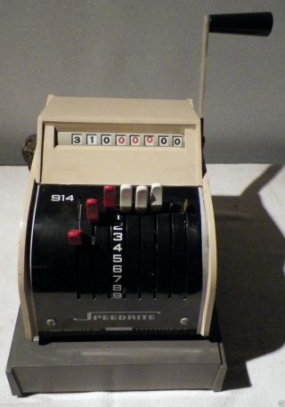 Vintage Hall Welter Speedrite 914 Check Stamping Machine Complete Working W/keys photo