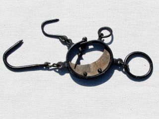Antique Iron German Hanging Scale With Brass Measurement Plate Crab,  Meat,  Pelts photo