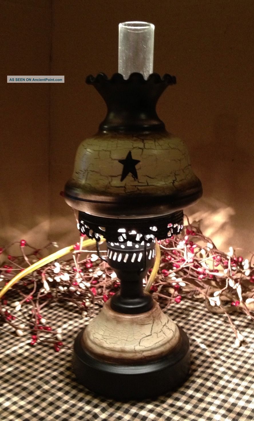 Primitive Lamp Crackle Country Farmhouse Decor Primitives photo