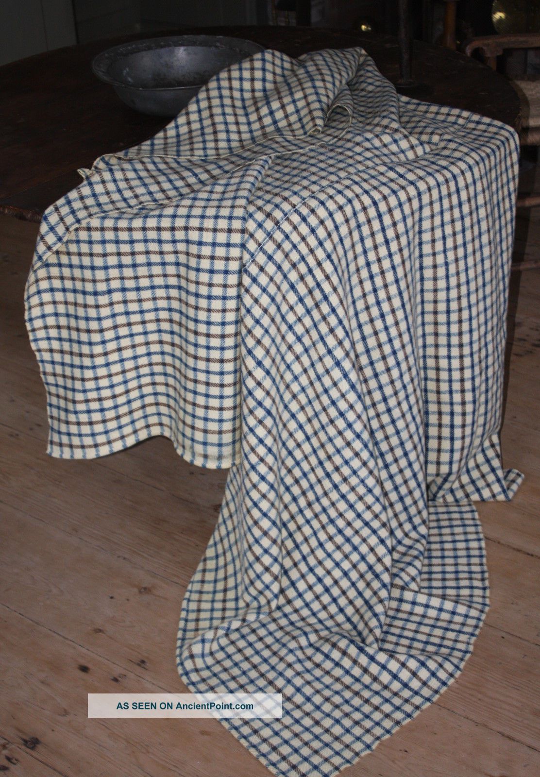 An Early And 19th C New England Large Homespun Wool Blanket Signed Rls Primitives photo