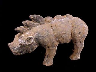 Han Dynasty Clay 3 Horn Rhinoceros Animal Tomb Burial Pottery Figure L photo