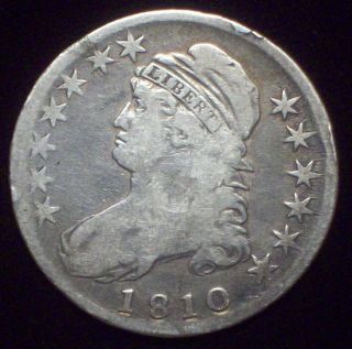 1810 Bust Half Dollar Silver O - 105 Rare Vf Details Authentic Colonial Coin photo