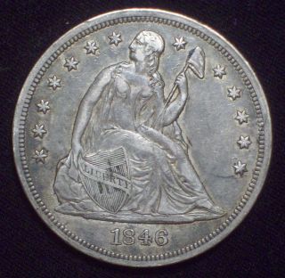 1846 Seated Liberty Silver Dollar Strong Xf+ Detail Rare Authentic Us Coin photo