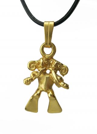 Across The Puddle 24k Gp Costa Rica Diquis Warrior With Two Heads Pendant photo